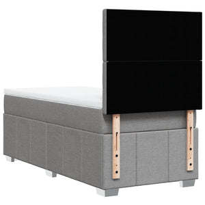 Κρεβάτι Boxspring με Στρώμα Ανοιχτό Γκρι 90x200 εκ. Υφασμάτινο - Pakobazaar