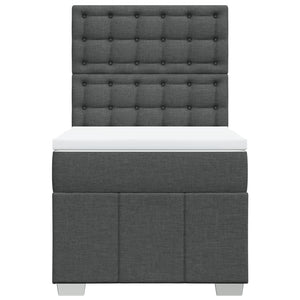 Κρεβάτι Boxspring με Στρώμα Σκούρο Γκρι 90x200 εκ. Υφασμάτινο - Pakobazaar