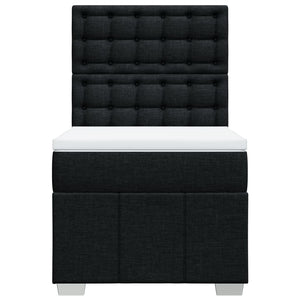 Κρεβάτι Boxspring με Στρώμα Μαύρο 90x200 εκ. Υφασμάτινο - Pakobazaar