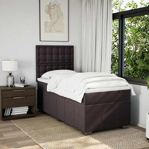 Κρεβάτι Boxspring με Στρώμα Σκούρο Καφέ 90x200 εκ. Υφασμάτινο - Pakobazaar