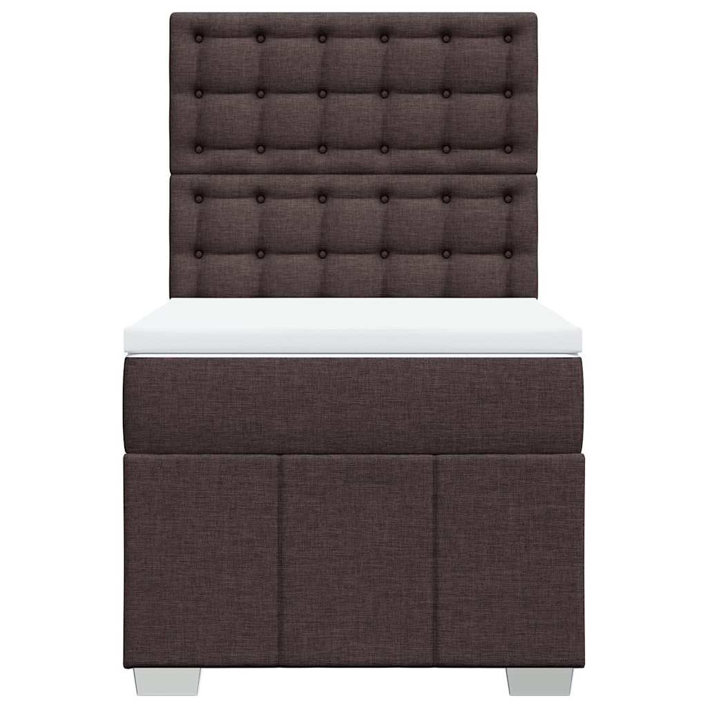 Κρεβάτι Boxspring με Στρώμα Σκούρο Καφέ 90x200 εκ. Υφασμάτινο - Pakobazaar