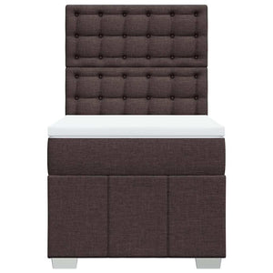 Κρεβάτι Boxspring με Στρώμα Σκούρο Καφέ 90x200 εκ. Υφασμάτινο - Pakobazaar
