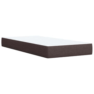 Κρεβάτι Boxspring με Στρώμα Σκούρο Καφέ 90x200 εκ. Υφασμάτινο - Pakobazaar