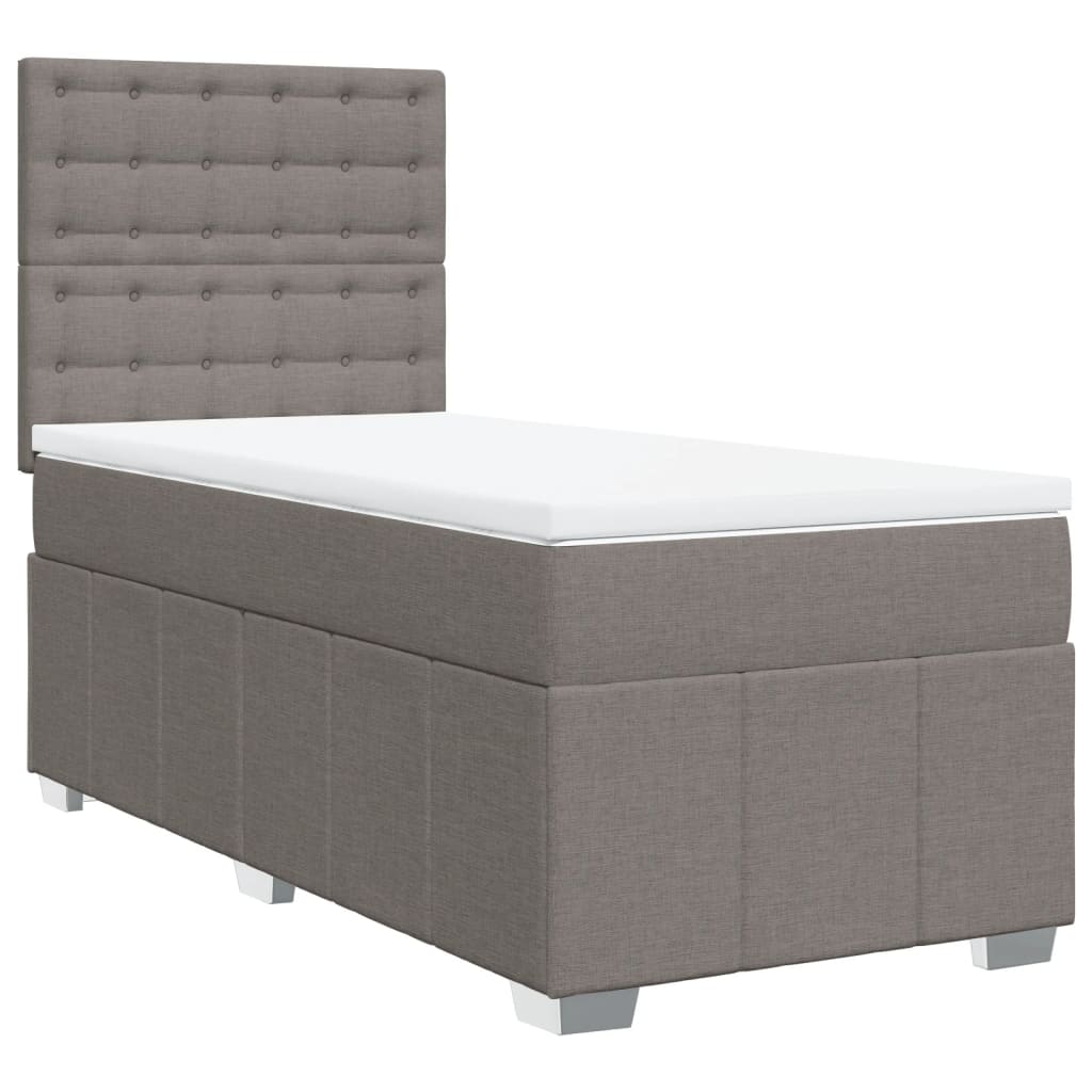 Κρεβάτι Boxspring με Στρώμα Taupe 90x200 εκ. Υφασμάτινο - Pakobazaar