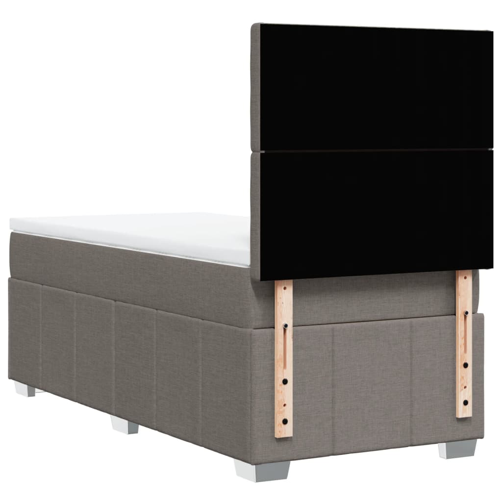 Κρεβάτι Boxspring με Στρώμα Taupe 90x200 εκ. Υφασμάτινο - Pakobazaar