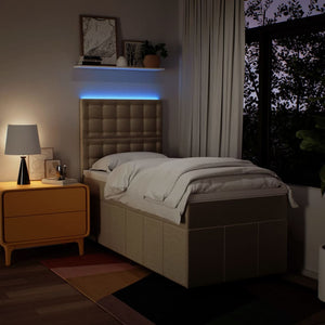 Κρεβάτι Boxspring με Στρώμα Κρεμ 90x200 εκ.Υφασμάτινο - Pakobazaar