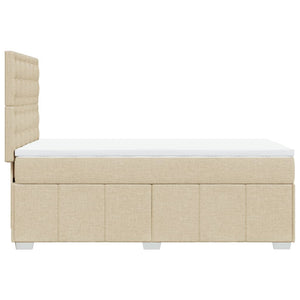 Κρεβάτι Boxspring με Στρώμα Κρεμ 90x200 εκ.Υφασμάτινο - Pakobazaar