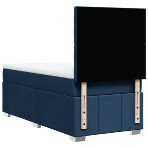 Κρεβάτι Boxspring με Στρώμα Μπλε 90x200 εκ.Υφασμάτινο - Pakobazaar