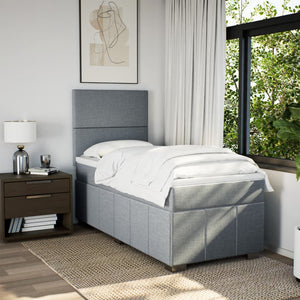 Κρεβάτι Boxspring με Στρώμα Ανοιχτό Γκρι 100x200 εκ. Υφασμάτινο - Pakobazaar
