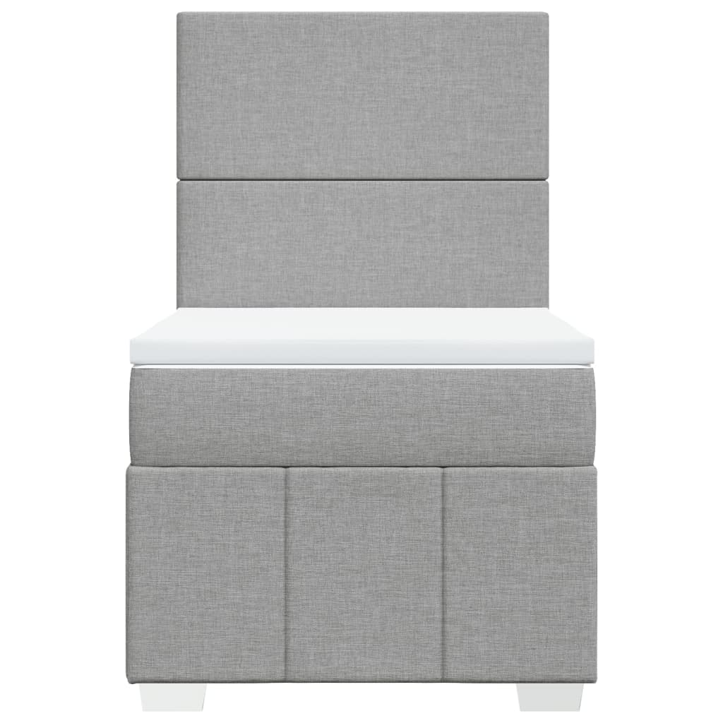 Κρεβάτι Boxspring με Στρώμα Ανοιχτό Γκρι 100x200 εκ. Υφασμάτινο - Pakobazaar