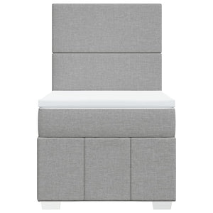 Κρεβάτι Boxspring με Στρώμα Ανοιχτό Γκρι 100x200 εκ. Υφασμάτινο - Pakobazaar