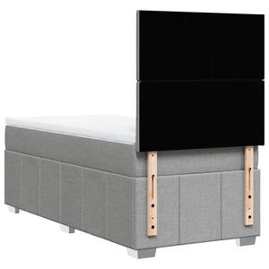 Κρεβάτι Boxspring με Στρώμα Ανοιχτό Γκρι 100x200 εκ. Υφασμάτινο - Pakobazaar