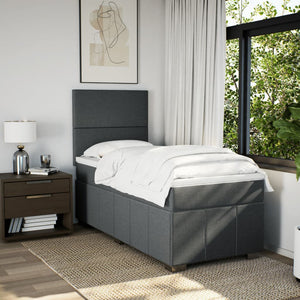 Κρεβάτι Boxspring με Στρώμα Σκούρο Γκρι 100x200 εκ. Υφασμάτινο - Pakobazaar