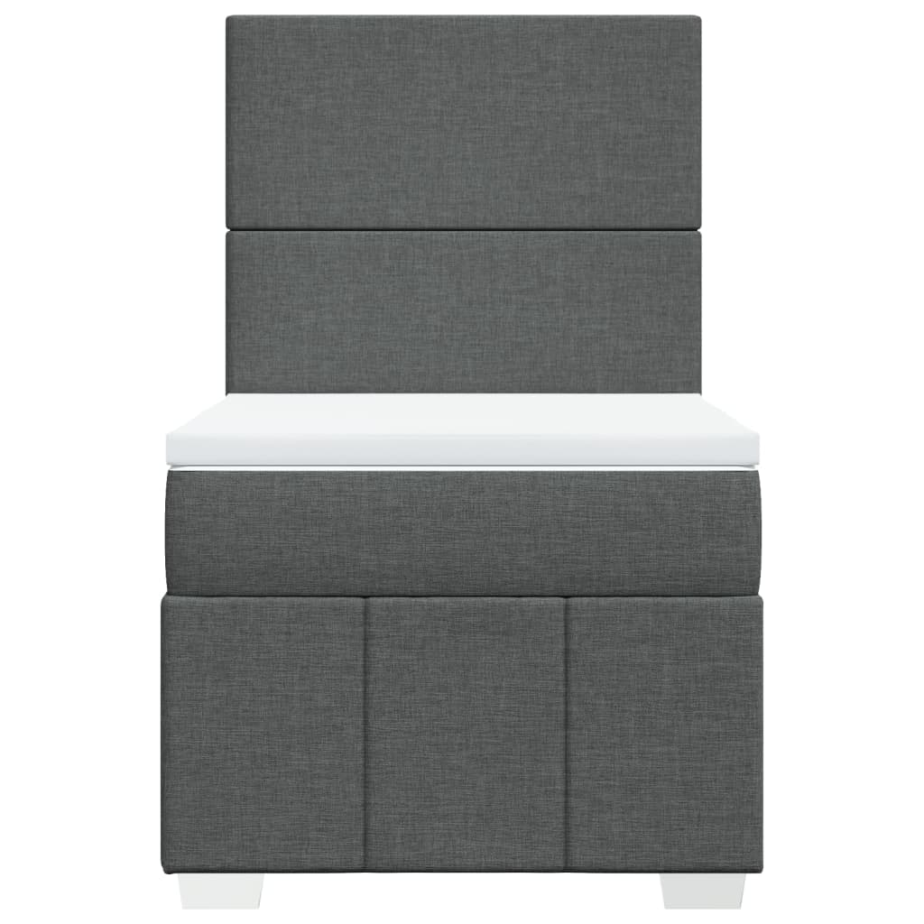 Κρεβάτι Boxspring με Στρώμα Σκούρο Γκρι 100x200 εκ. Υφασμάτινο - Pakobazaar