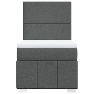 Κρεβάτι Boxspring με Στρώμα Σκούρο Γκρι 100x200 εκ. Υφασμάτινο - Pakobazaar