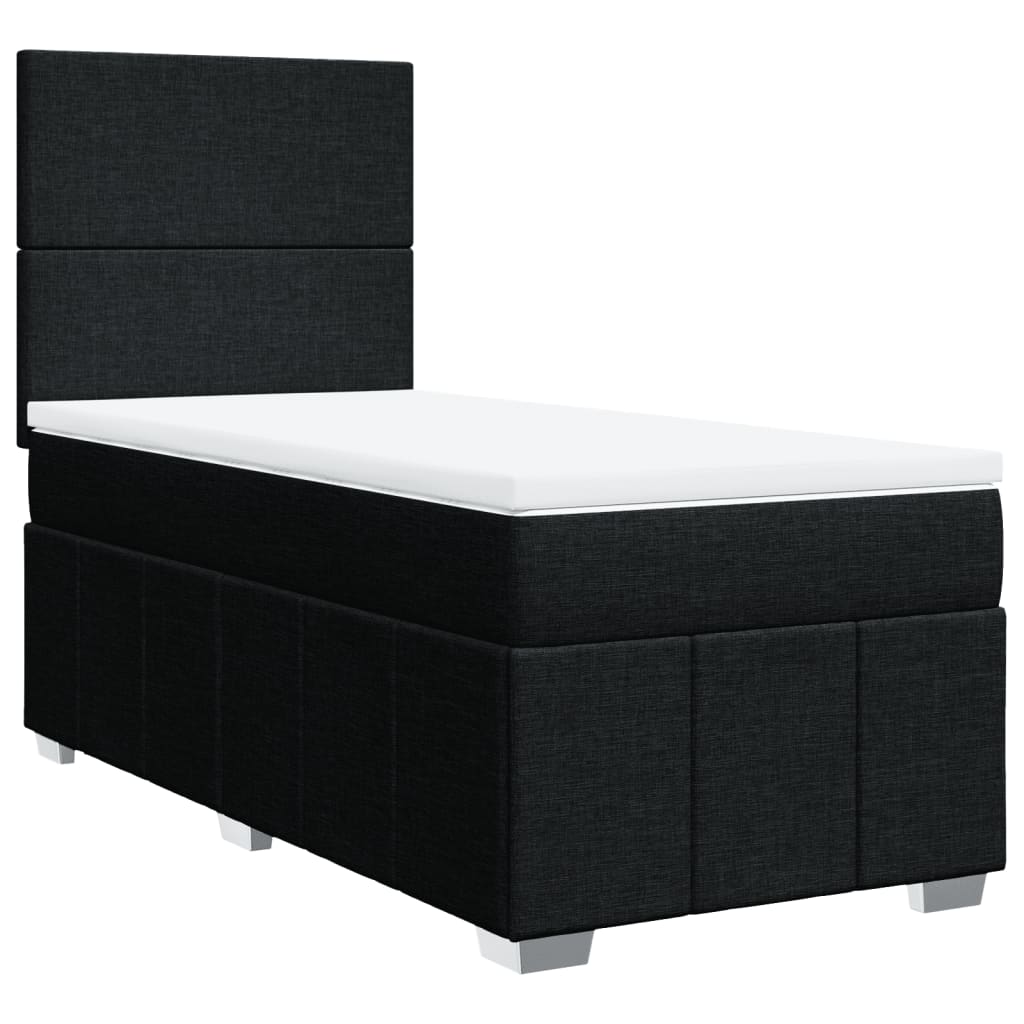 Κρεβάτι Boxspring με Στρώμα Μαύρο 100 x 200 εκ. Υφασμάτινο - Pakobazaar