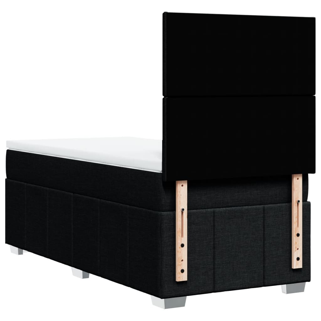 Κρεβάτι Boxspring με Στρώμα Μαύρο 100 x 200 εκ. Υφασμάτινο - Pakobazaar