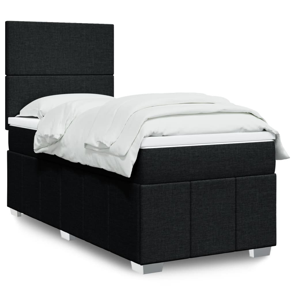 Κρεβάτι Boxspring με Στρώμα Μαύρο 100 x 200 εκ. Υφασμάτινο - Pakobazaar