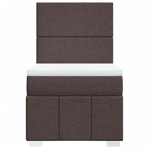 Κρεβάτι Boxspring με Στρώμα Σκούρο Καφέ 100x200 εκ. Υφασμάτινο - Pakobazaar