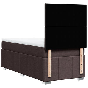 Κρεβάτι Boxspring με Στρώμα Σκούρο Καφέ 100x200 εκ. Υφασμάτινο - Pakobazaar
