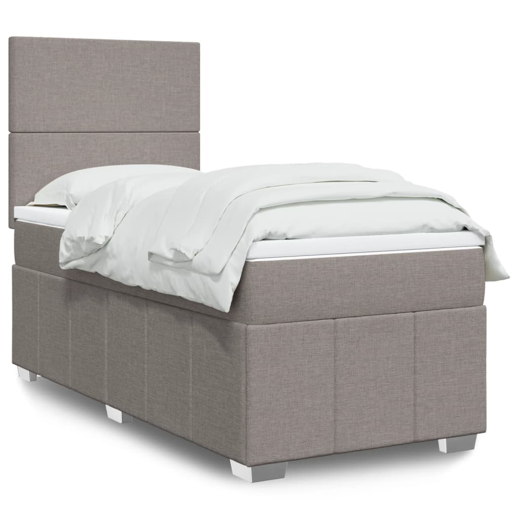 Κρεβάτι Boxspring με Στρώμα Taupe 100 x 200 εκ. Υφασμάτινο - Pakobazaar