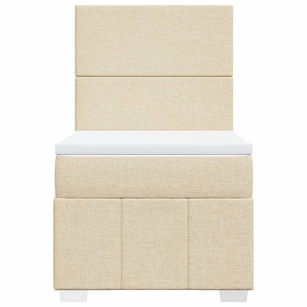 Κρεβάτι Boxspring με Στρώμα Κρεμ 100 x 200 εκ. Υφασμάτινο - Pakobazaar