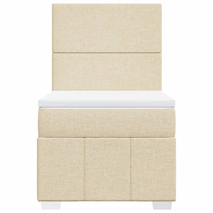 Κρεβάτι Boxspring με Στρώμα Κρεμ 100 x 200 εκ. Υφασμάτινο - Pakobazaar