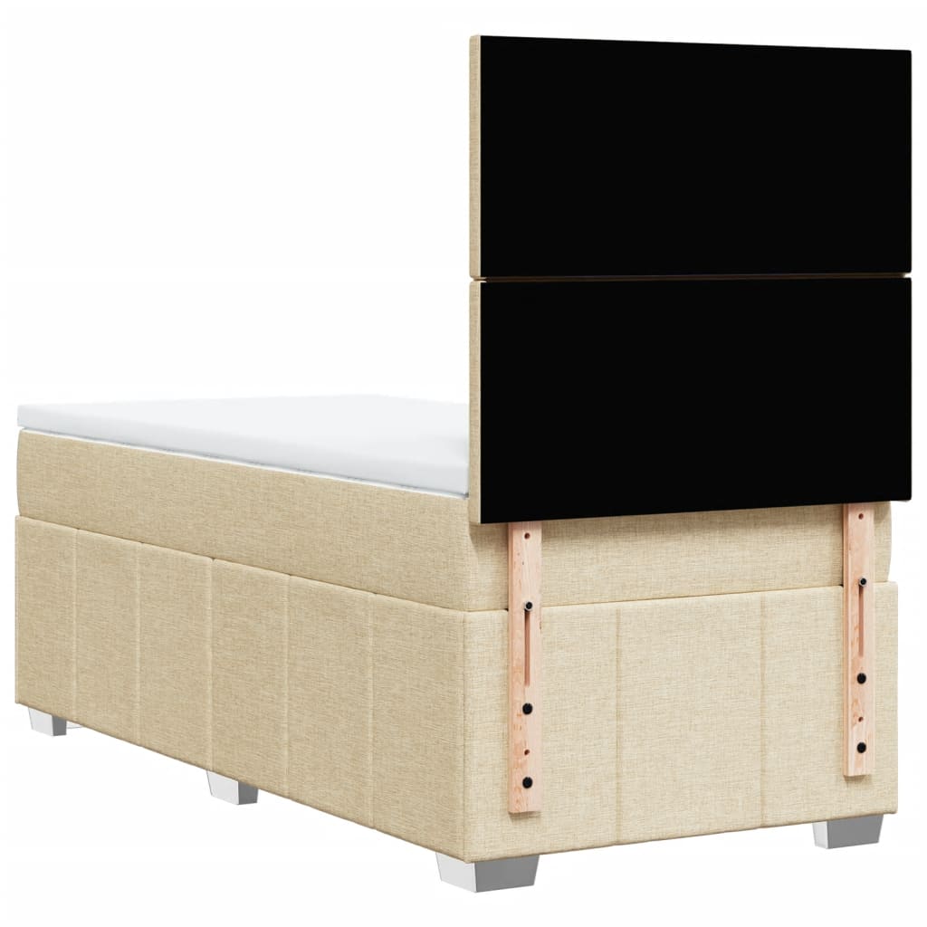 Κρεβάτι Boxspring με Στρώμα Κρεμ 100 x 200 εκ. Υφασμάτινο - Pakobazaar