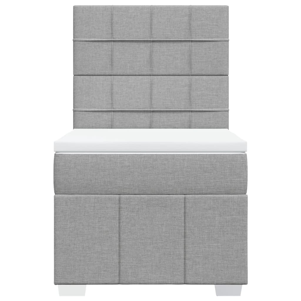 Κρεβάτι Boxspring με Στρώμα Ανοιχτό Γκρι 100x200 εκ. Υφασμάτινο - Pakobazaar
