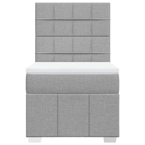 Κρεβάτι Boxspring με Στρώμα Ανοιχτό Γκρι 100x200 εκ. Υφασμάτινο - Pakobazaar