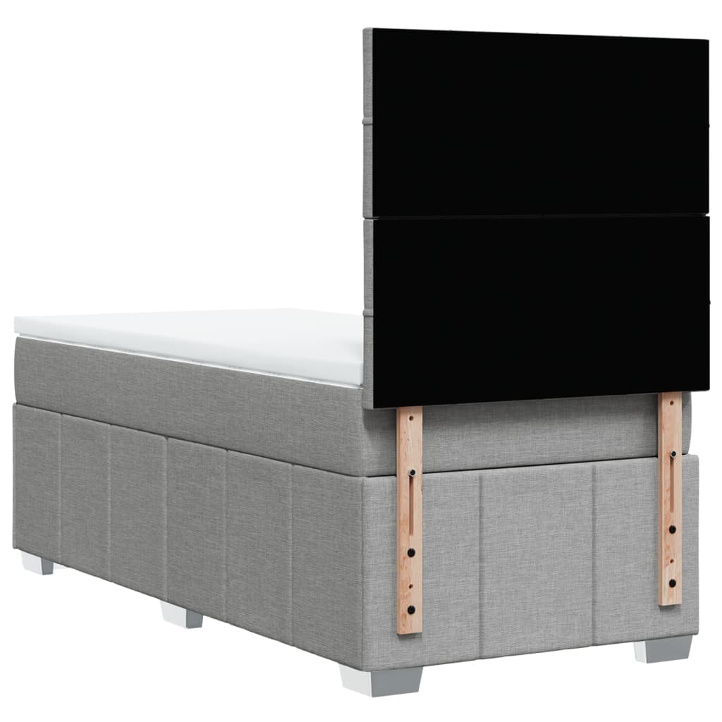 Κρεβάτι Boxspring με Στρώμα Ανοιχτό Γκρι 100x200 εκ. Υφασμάτινο - Pakobazaar