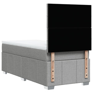 Κρεβάτι Boxspring με Στρώμα Ανοιχτό Γκρι 100x200 εκ. Υφασμάτινο - Pakobazaar