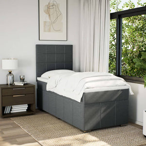 Κρεβάτι Boxspring με Στρώμα Σκούρο Γκρι 100x200 εκ. Υφασμάτινο - Pakobazaar