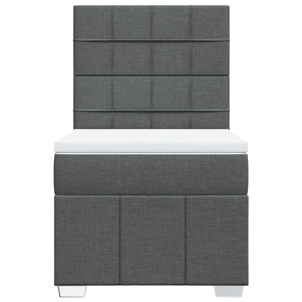 Κρεβάτι Boxspring με Στρώμα Σκούρο Γκρι 100x200 εκ. Υφασμάτινο - Pakobazaar