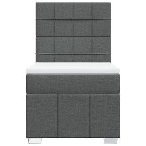 Κρεβάτι Boxspring με Στρώμα Σκούρο Γκρι 100x200 εκ. Υφασμάτινο - Pakobazaar