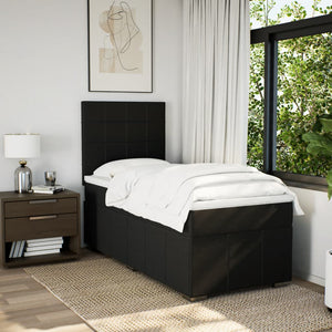 Κρεβάτι Boxspring με Στρώμα Μαύρο 100 x 200 εκ. Υφασμάτινο - Pakobazaar