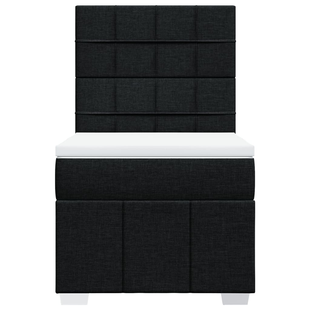 Κρεβάτι Boxspring με Στρώμα Μαύρο 100 x 200 εκ. Υφασμάτινο - Pakobazaar
