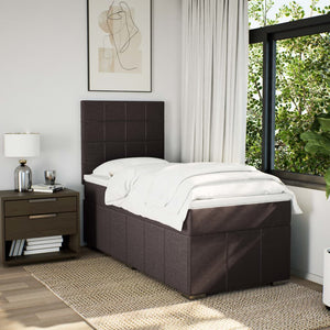 Κρεβάτι Boxspring με Στρώμα Σκούρο Καφέ 100x200 εκ. Υφασμάτινο - Pakobazaar