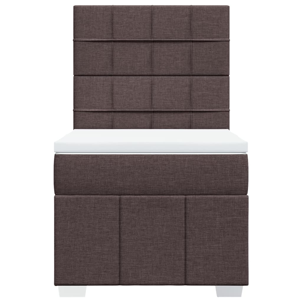 Κρεβάτι Boxspring με Στρώμα Σκούρο Καφέ 100x200 εκ. Υφασμάτινο - Pakobazaar