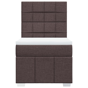 Κρεβάτι Boxspring με Στρώμα Σκούρο Καφέ 100x200 εκ. Υφασμάτινο - Pakobazaar