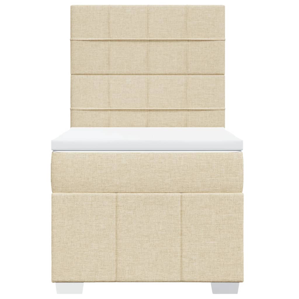Κρεβάτι Boxspring με Στρώμα Κρεμ 100 x 200 εκ. Υφασμάτινο - Pakobazaar