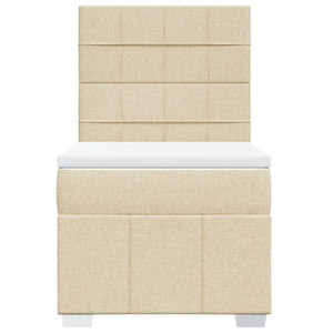 Κρεβάτι Boxspring με Στρώμα Κρεμ 100 x 200 εκ. Υφασμάτινο - Pakobazaar