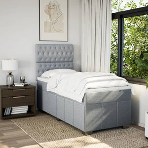 Κρεβάτι Boxspring με Στρώμα Ανοιχτό Γκρι 100x200 εκ. Υφασμάτινο - Pakobazaar