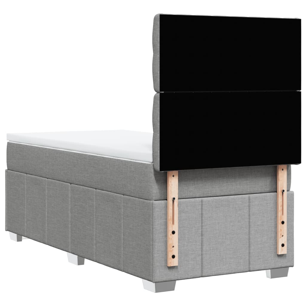 Κρεβάτι Boxspring με Στρώμα Ανοιχτό Γκρι 100x200 εκ. Υφασμάτινο - Pakobazaar