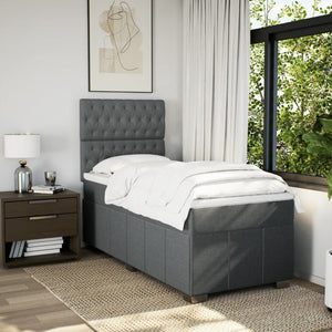 Κρεβάτι Boxspring με Στρώμα Σκούρο Γκρι 100x200 εκ. Υφασμάτινο - Pakobazaar