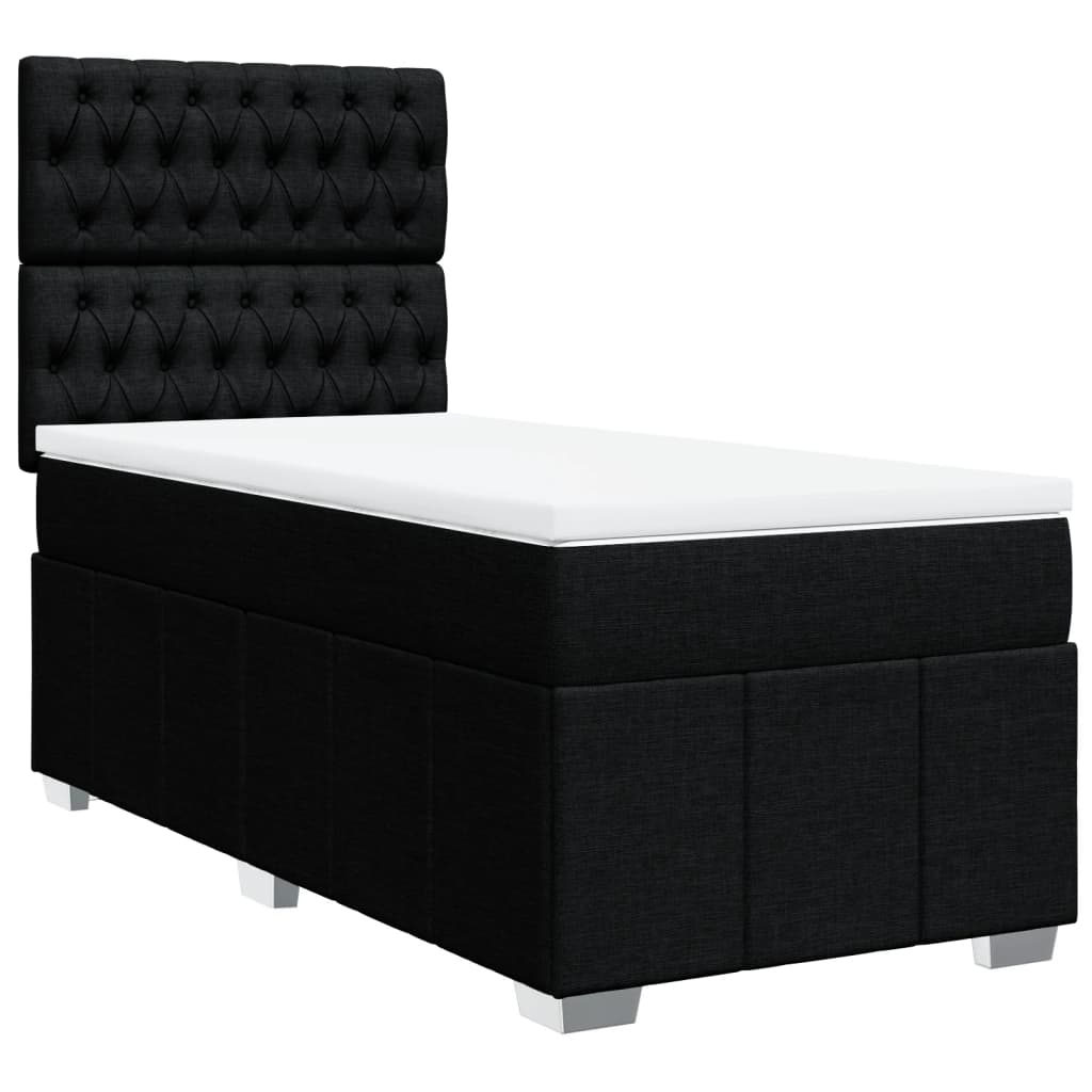 Κρεβάτι Boxspring με Στρώμα Μαύρο 100 x 200 εκ. Υφασμάτινο - Pakobazaar
