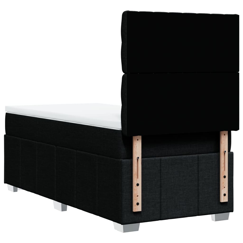 Κρεβάτι Boxspring με Στρώμα Μαύρο 100 x 200 εκ. Υφασμάτινο - Pakobazaar