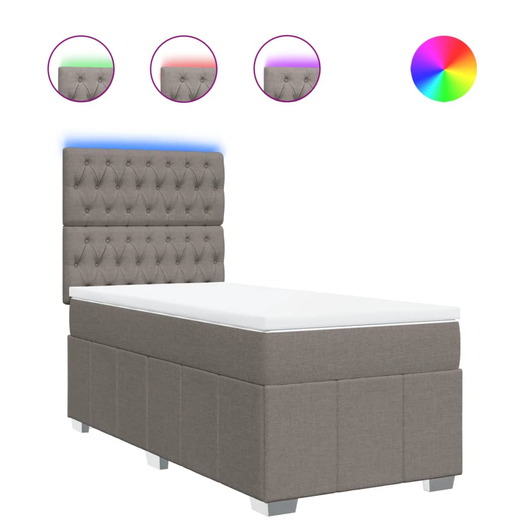 Κρεβάτι Boxspring με Στρώμα Taupe 100 x 200 εκ. Υφασμάτινο - Pakobazaar