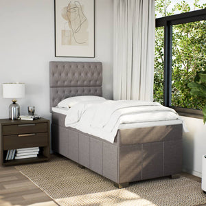 Κρεβάτι Boxspring με Στρώμα Taupe 100 x 200 εκ. Υφασμάτινο - Pakobazaar