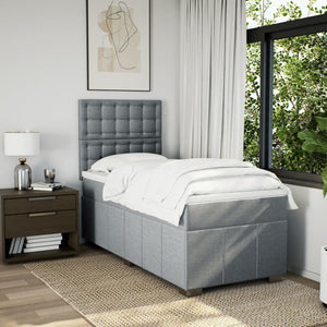 Κρεβάτι Boxspring με Στρώμα Ανοιχτό Γκρι 100x200 εκ. Υφασμάτινο - Pakobazaar